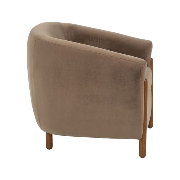 Fauteuil Taupe Velours et Bois