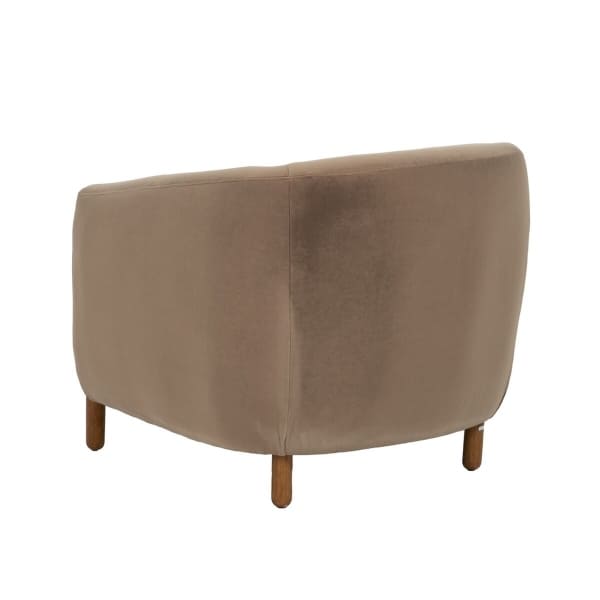 Fauteuil Taupe Velours et Bois