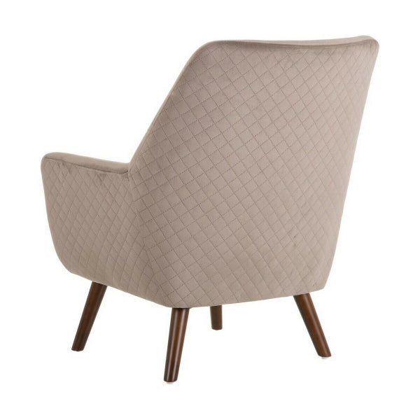 Fauteuil Traditionnel Effet Velours Taupe et Bois Brun Home Decor