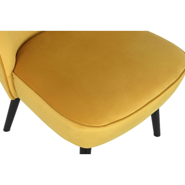 Sillón Terciopelo Amarillo Mostaza y Madera Negra Estilo Moderno