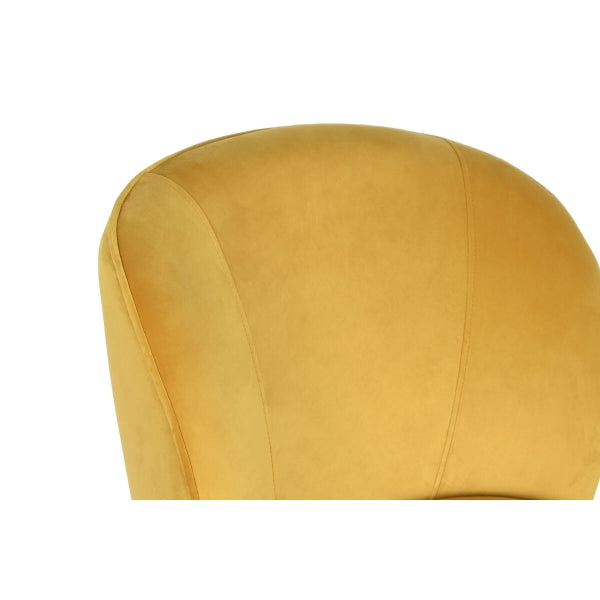 Sillón Terciopelo Amarillo Mostaza y Madera Negra Estilo Moderno