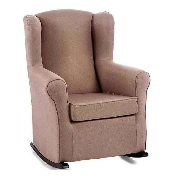 Fauteuil à Bascule Design Traditionnel Beige Rembourré