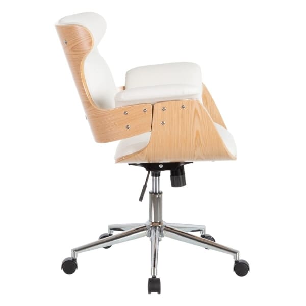 Fauteuil de Bureau "BOSS" à Accoudoirs Bois Cuir Blanc