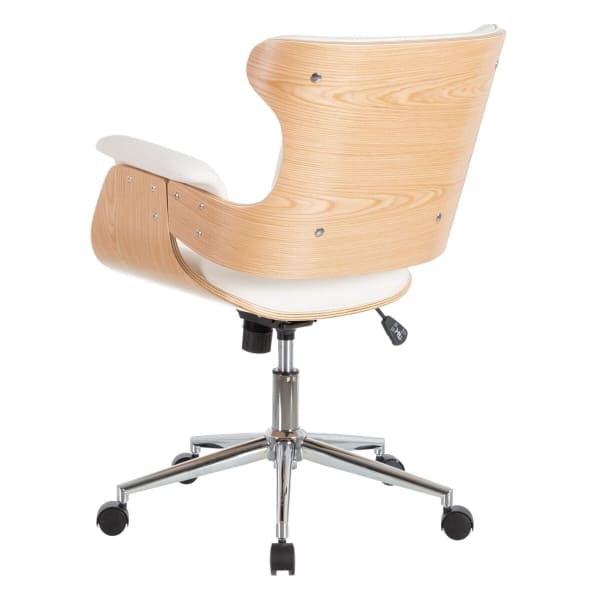 Fauteuil de Bureau "BOSS" à Accoudoirs Bois Cuir Blanc