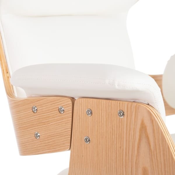 Fauteuil de Bureau "BOSS" à Accoudoirs Bois Cuir Blanc