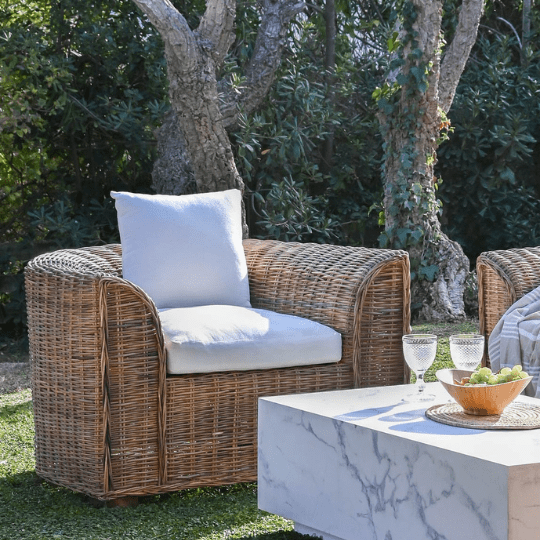 Fauteuil de Jardin Balinais en Rotin Naturel et Coton