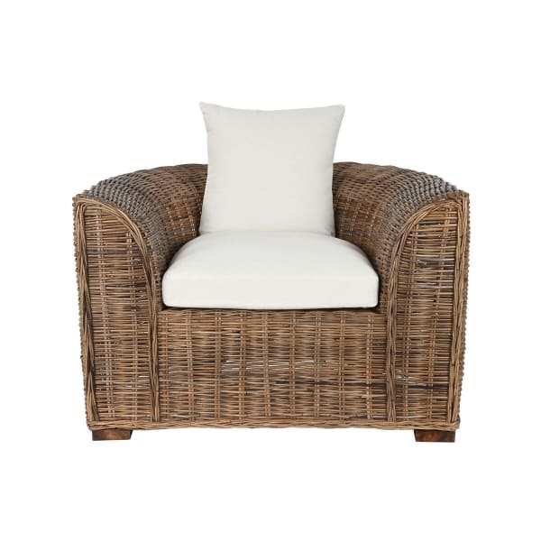 Fauteuil de Jardin Balinais en Rotin Naturel et Coton