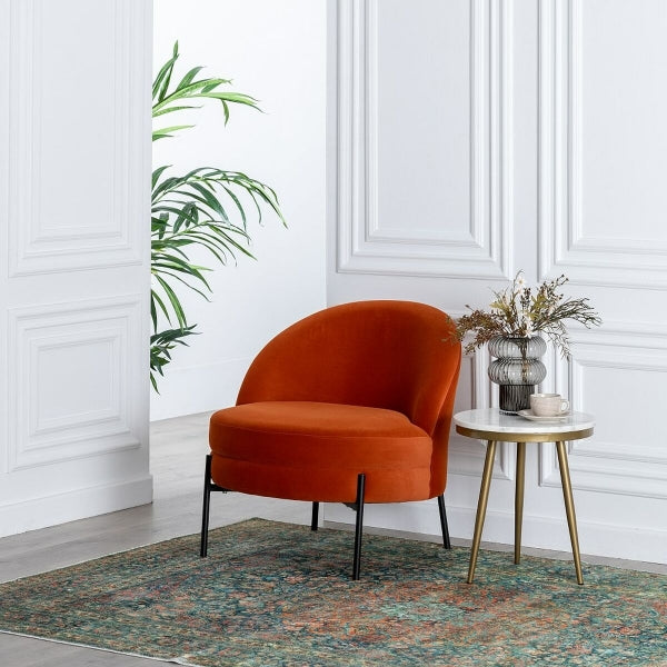 Fauteuil Design Italien Terracotta et Métal Noir