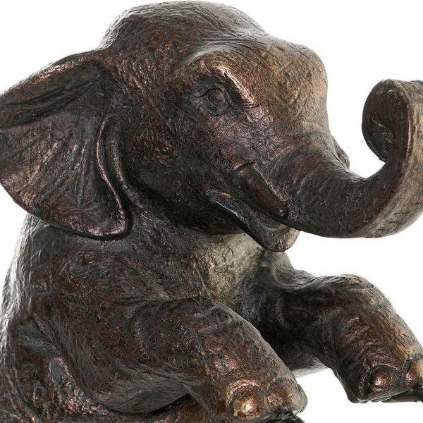 Figurine Décorative Eléphant sur un Tricycle en Résine et Métal Noir