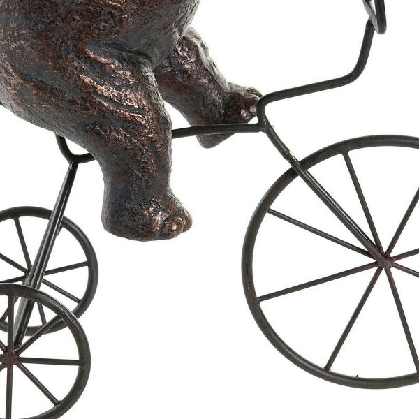 Decorative Figurine Elephant on a Tricycle in Resin and Black Metal