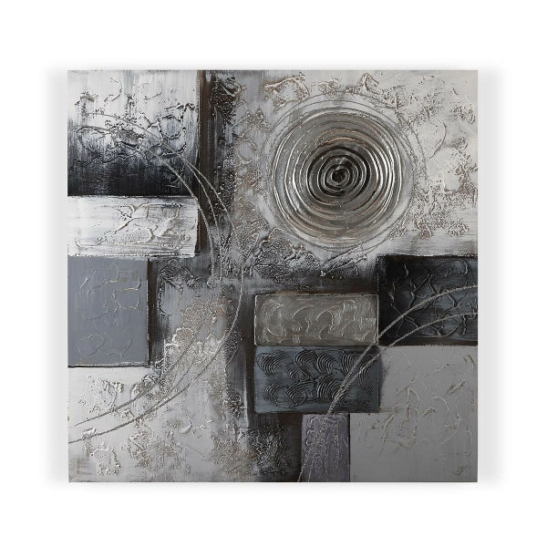 Grand Cadre Mural Abstrait Gris en Relief Versa