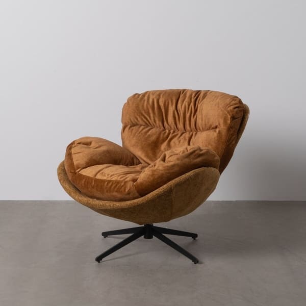 Grand Fauteuil Pivotant Moutarde Design Contemporain