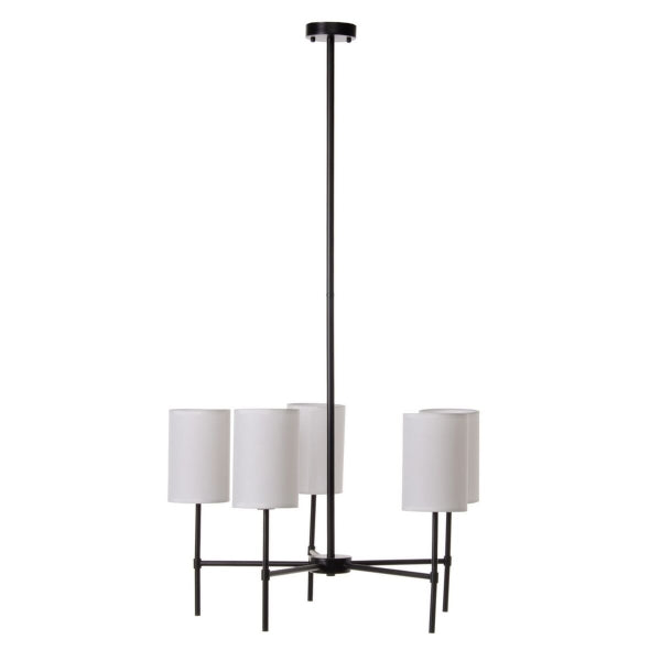 Grand Lustre Contemporain en Métal Noir et Blanc