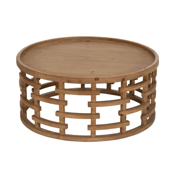 Grande Table Basse Ronde en Bois Japandi