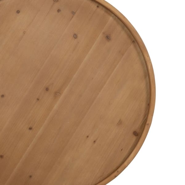 Grande Table Basse Ronde en Bois Japandi