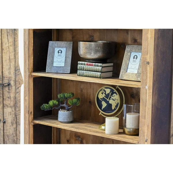 Horloge sur Pied Mappemonde Vintage Doré sur une étagère en bois