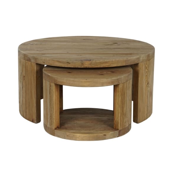 Jeu de 2 Tables Campagnes Chic en Bois de Sapin