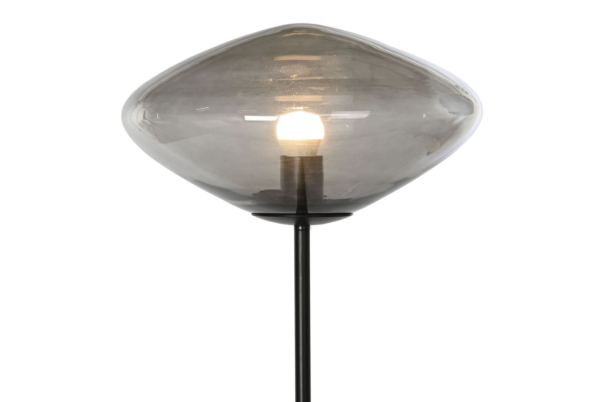 Lampadaire Design Verre Soufflé et Métal Noir