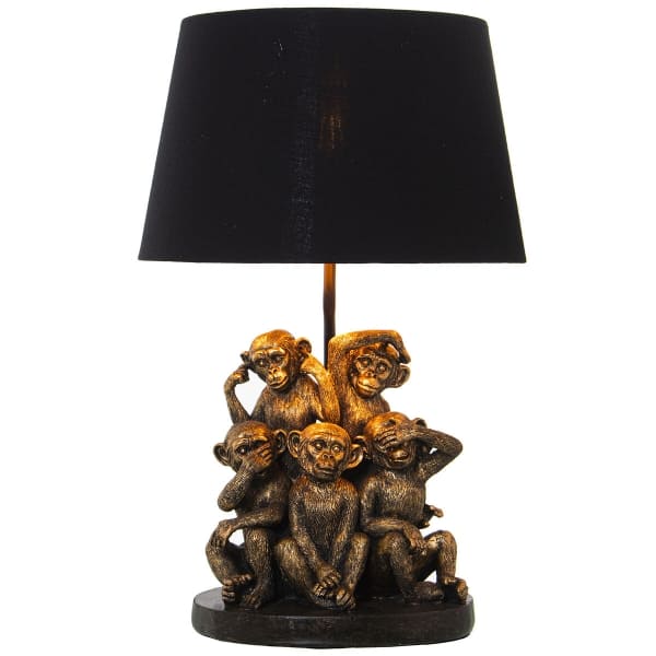 Lampe Design Singes de la Sagesse Doré et Noir