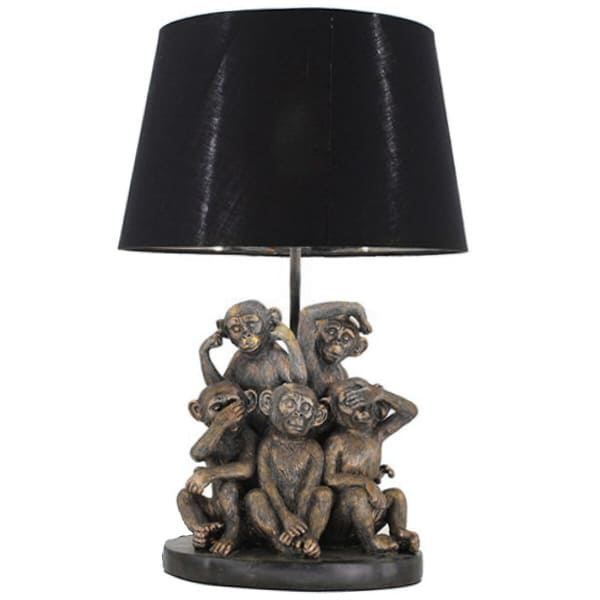 Lampe Design Singes de la Sagesse Doré et Noir