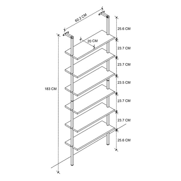 Escalera de Pared de Librería en Madera y Metal