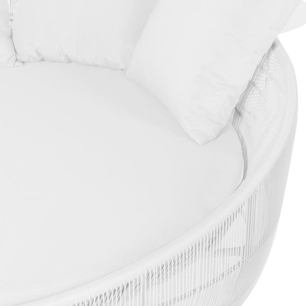 Lit D'extérieur Design Rond en Rotin Blanc Home Decor