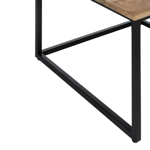 Lot de 2 Tables Basses Gigognes Industrielles Bois Massif et Fer Noir