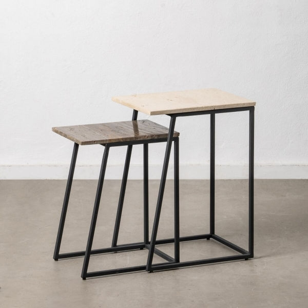 Lot de 2 Tables d'Appoints Design en Marbre et Métal Home Decor