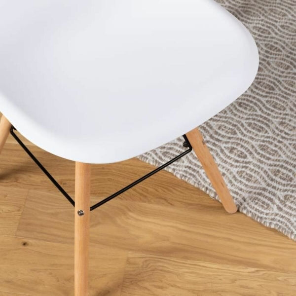 Set of 6 Scandinavian Home Decor White and Natural Wood Chairs