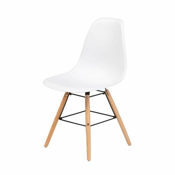 Set of 6 Scandinavian Home Decor White and Natural Wood Chairs