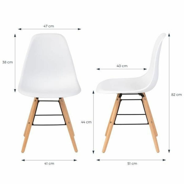 Set of 6 Scandinavian Home Decor White and Natural Wood Chairs