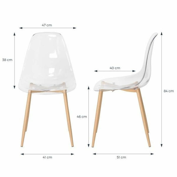 Lot de 6 Chaises Scandinaves Home Decor Transparent et Bois Naturel