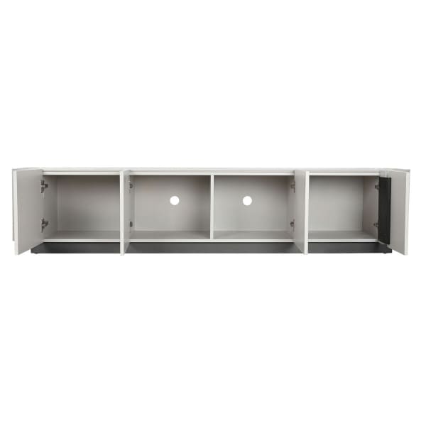 Meuble TV Design en Marbre Blanc et Bois 200 x 40 x 42 cm