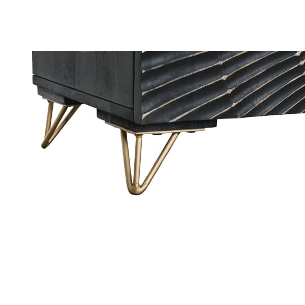 Mandala TV Stand in Black and Gold Wood