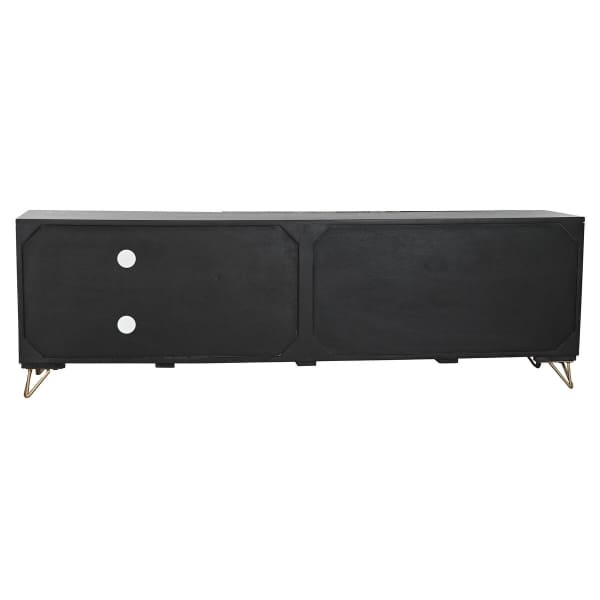 Mandala TV Stand in Black and Gold Wood