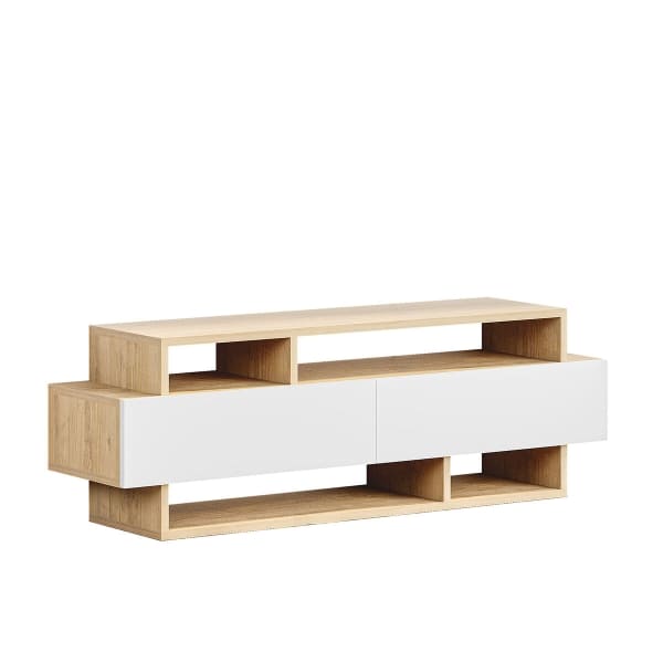 Mueble para TV moderno en madera marrón y blanca