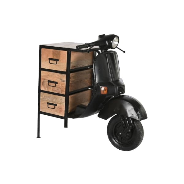 Meuble à Tiroirs Atypique Scooter Noir et Bois