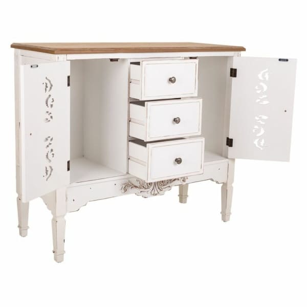 Meuble de Salon avec Tiroirs en Bois Blanc Shabby Chic