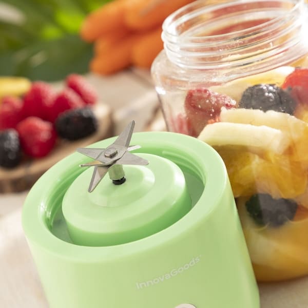 Mini Portable Green and Transparent Blender with USB Charging