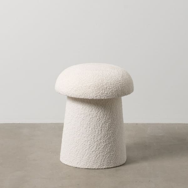 Pouf Champignon en Tissu Bouclette Blanc