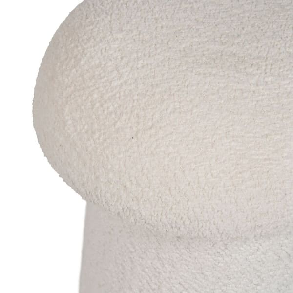 Pouf Champignon en Tissu Bouclette Blanc