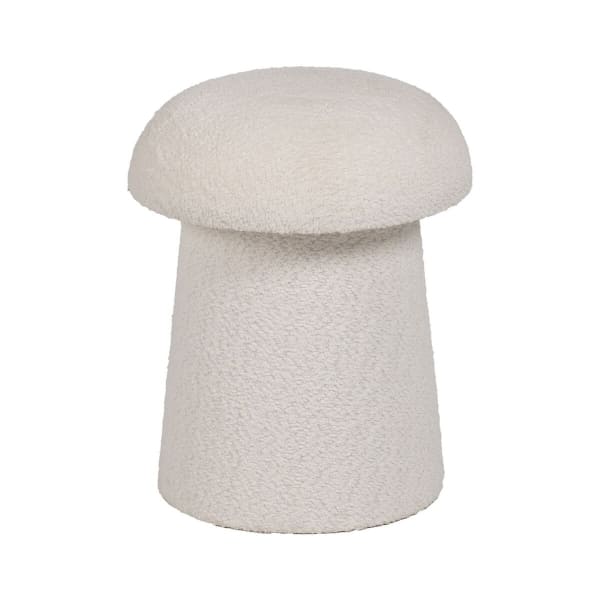 Pouf Champignon en Tissu Bouclette Blanc