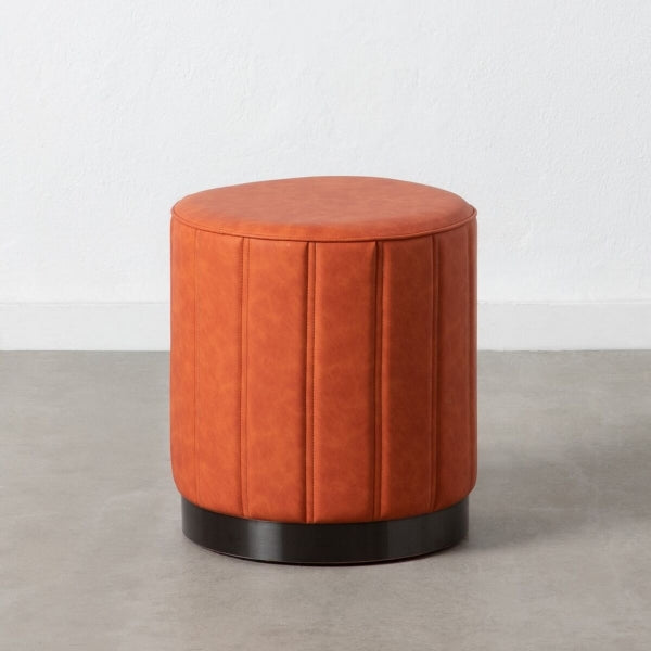 Pouf Rayures Cuir Synthétique Rouge et Brillant 