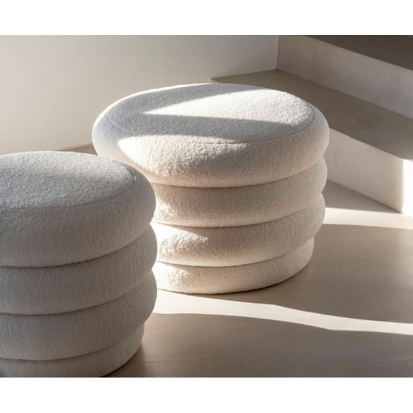 Pouf avec Rangement Bouclette Blanc