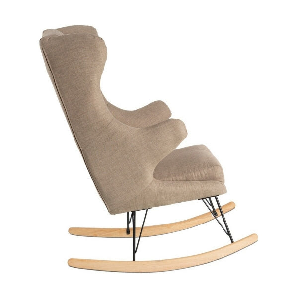 Rocking Chair à Accoudoirs Home Decor Taupe et Bois