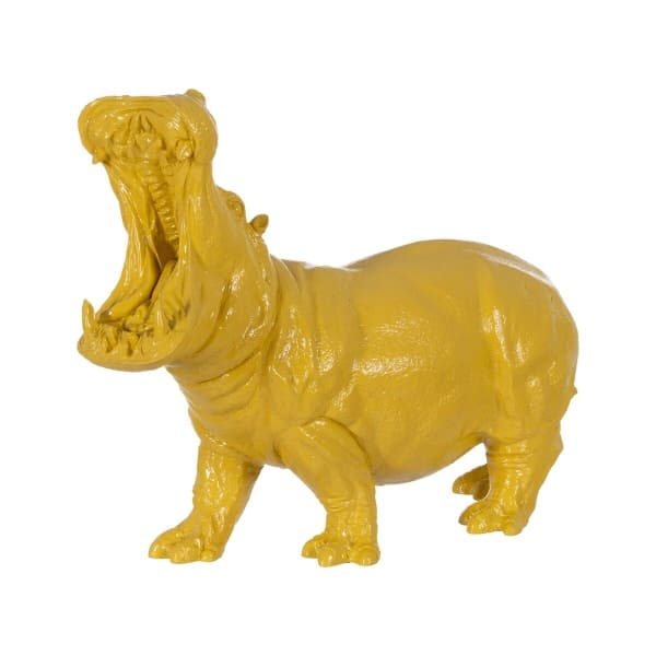 Statue Hippopotame Jaune Moderne en Résine