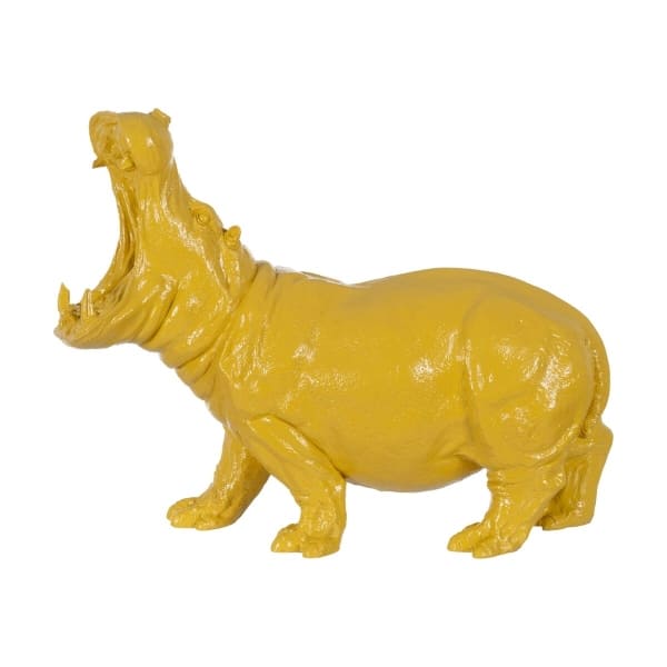 Statue Hippopotame Jaune Moderne en Résine