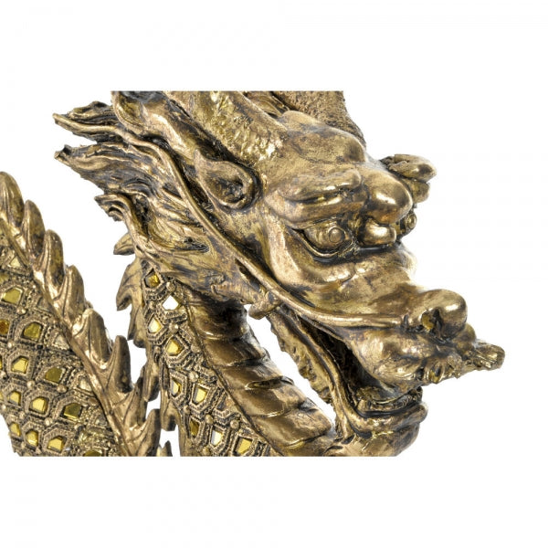 Statue de Dragon Chinois en Résine Doré et Verre