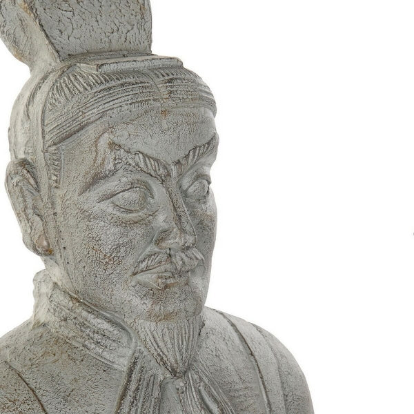 Statue de Guerrier Samouraï Japonais en Fibre de Verre Grise