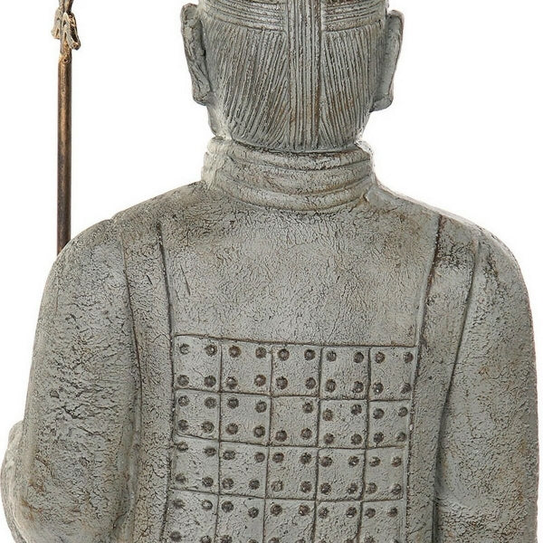 Statue de Guerrier Samouraï Japonais en Fibre de Verre Grise